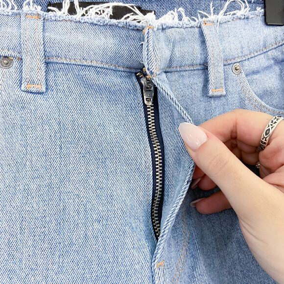 Hudson Holly Straight Leg 2 Tone Raw Hem High Rise Crop Jeans Grommet Gunge 25 - Picture 7 of 10